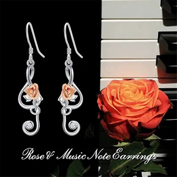 Charm Female Rose Flower Drop Earrings Cute Trendy Bridal Silver Color Dangle Wedding Jewelry For Women