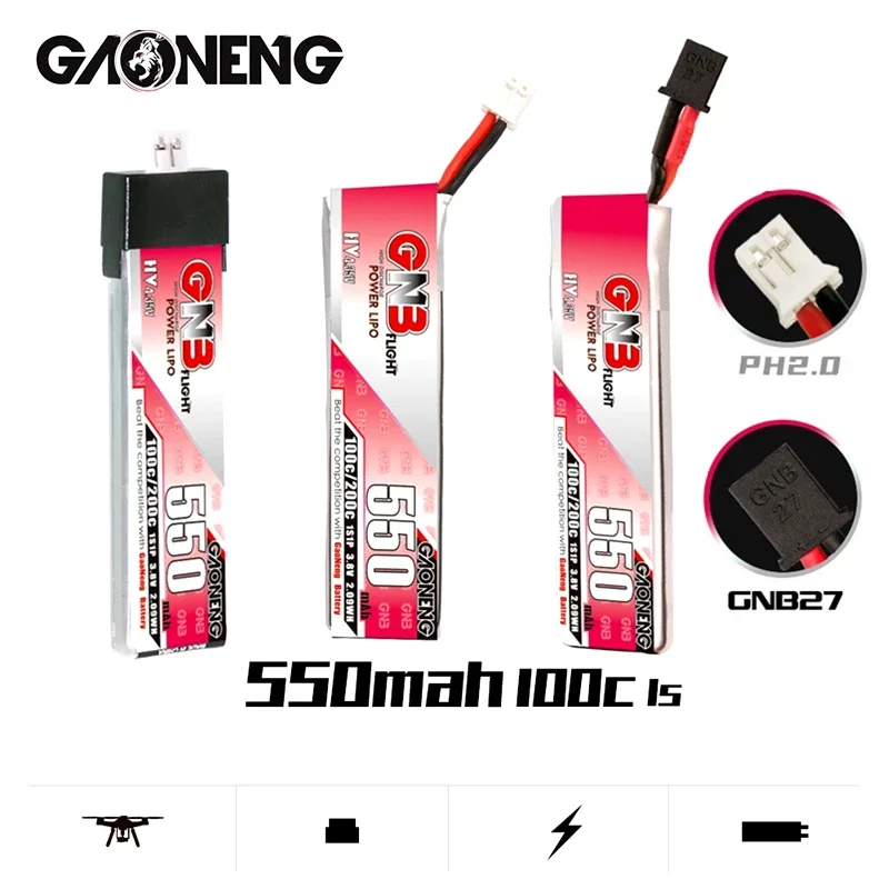 

5 шт. GNB 1S 3,8 в 550 мАч HV Lipo батарея 100C/200C для Emax Tinyhawk Kingkong LDARC TINY7 FPV дрона 3,8 в батарея с PH2.0/GNB27