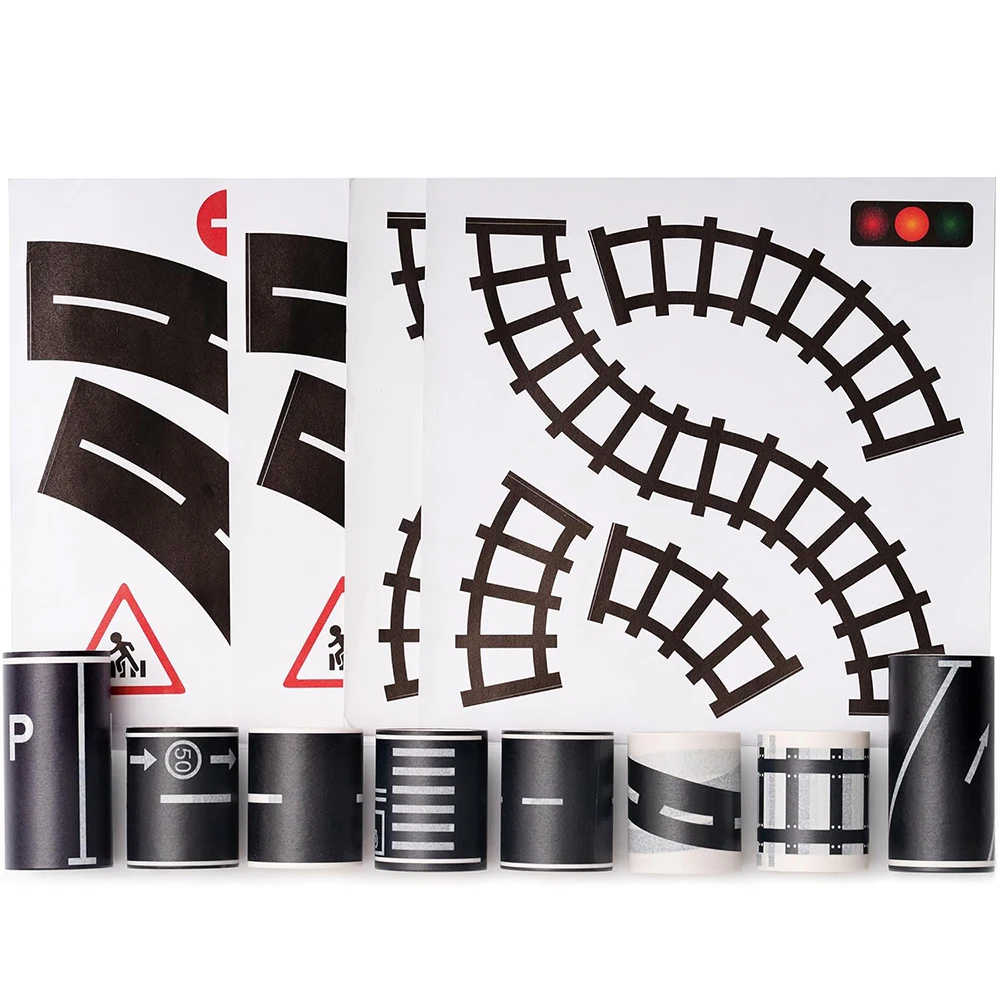 5m/10m Eisenbahn Zug Straße Papier Washi Tape DIY Abnehmbare Kreative Verkehrs Aufkleber Bänder Kinder Rennen Geburtstag party Dekoration Spielzeug – Detail 14