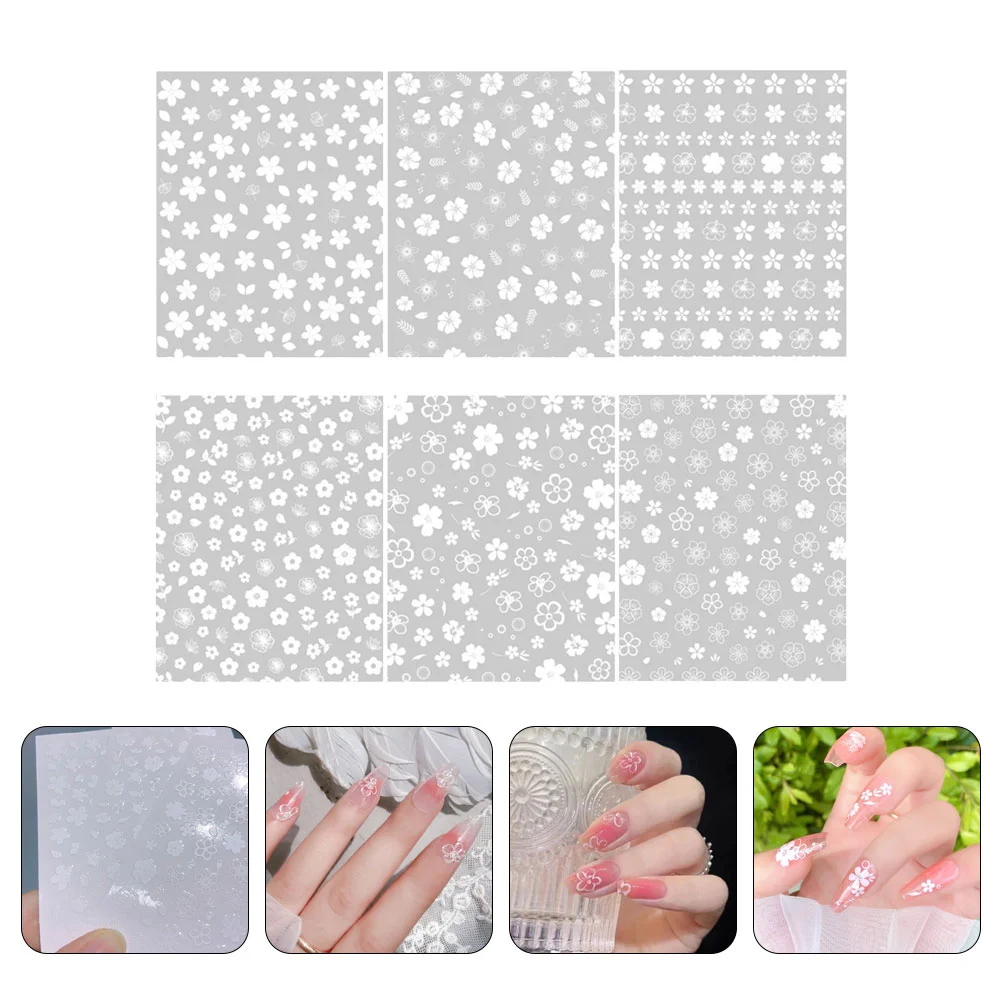 

Nail White Sticker Fingertip Accessories Strips Decals Stickers Flower Decoration