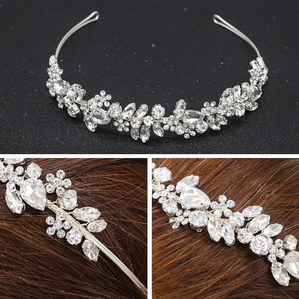 Elegant Crystal Bridal Headband Handmade Hair Accessory