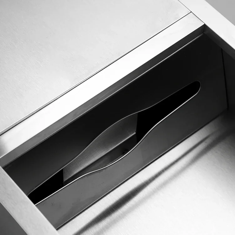 Commercial SUS304 Stainless Steel Recessed Wall Mount Combination Waste Bin And Toilet Hand Paper Towel Dispenser With Trash Bin