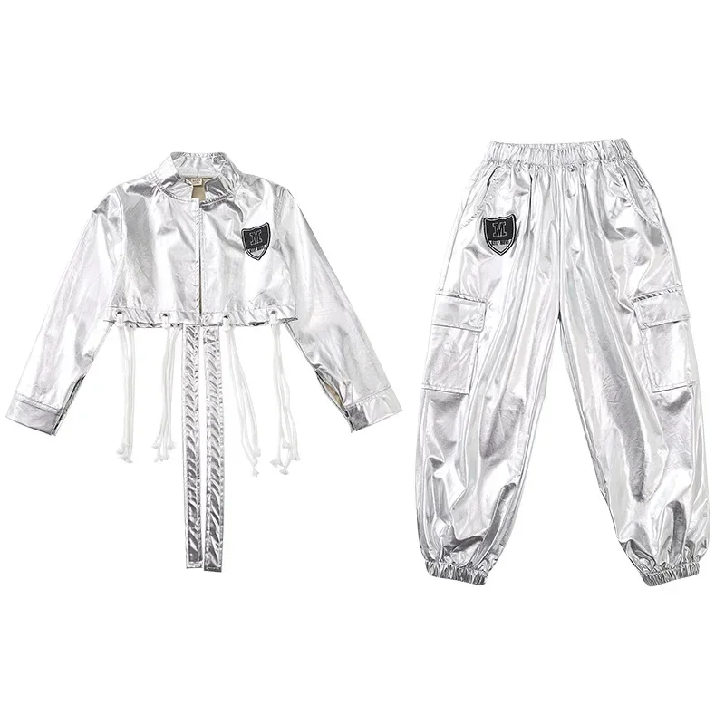Kids Cosplay Costume Girls Hip Hop Jacket Cargo Pants Kids Jazz Clothes Sets Child K-pop Costumes