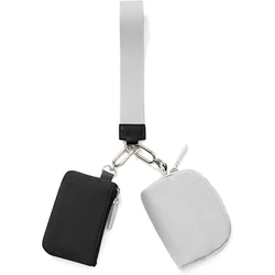 Compact Women's Detachable Dual Pouch Wristlet and Coin Purse (GRAY)