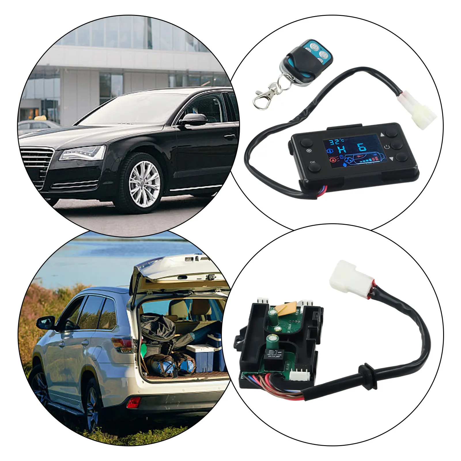 

LCD Monitor Switch for Air Diesel Heater Parking Triangle Plug Connector Easy Installation Durable Replacement