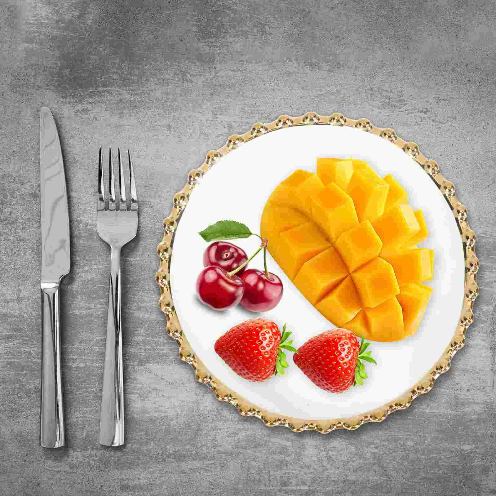Ceramic Plate Round Breakfast Tray Dessert Dish Steak Platter White Tableware Serving Plates Banquet Plates Kitchen