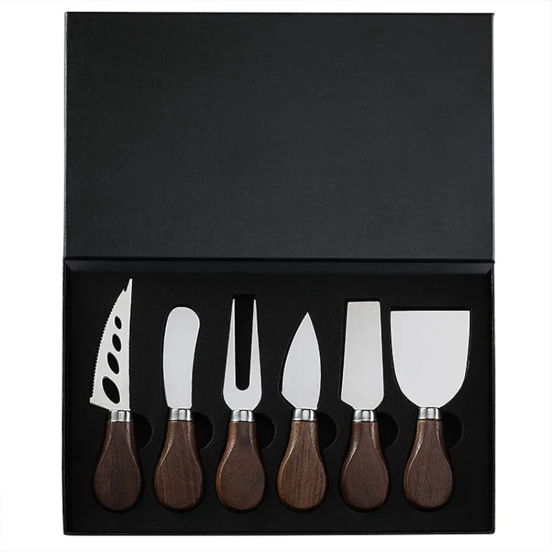 Walnut Handle Cheese Knife Set with Mini Forks and Spreader