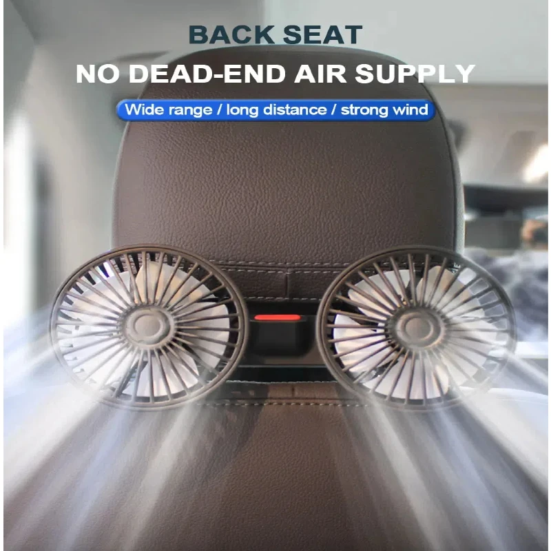 Car Fan 3-speed Car Seat Back Cooling Fan USB Charge Dual Head Fan 360 Degree Rotation Neck Cooler for Summer