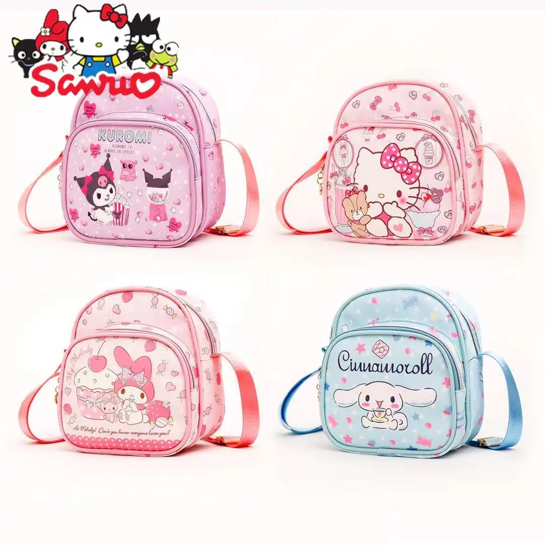 

MINISO Melody Kuromi Hello Kitty Cinnamoroll Pochacco Cartoon Kindergarten Bag Leather Waterproof School Bag Children's Backpack