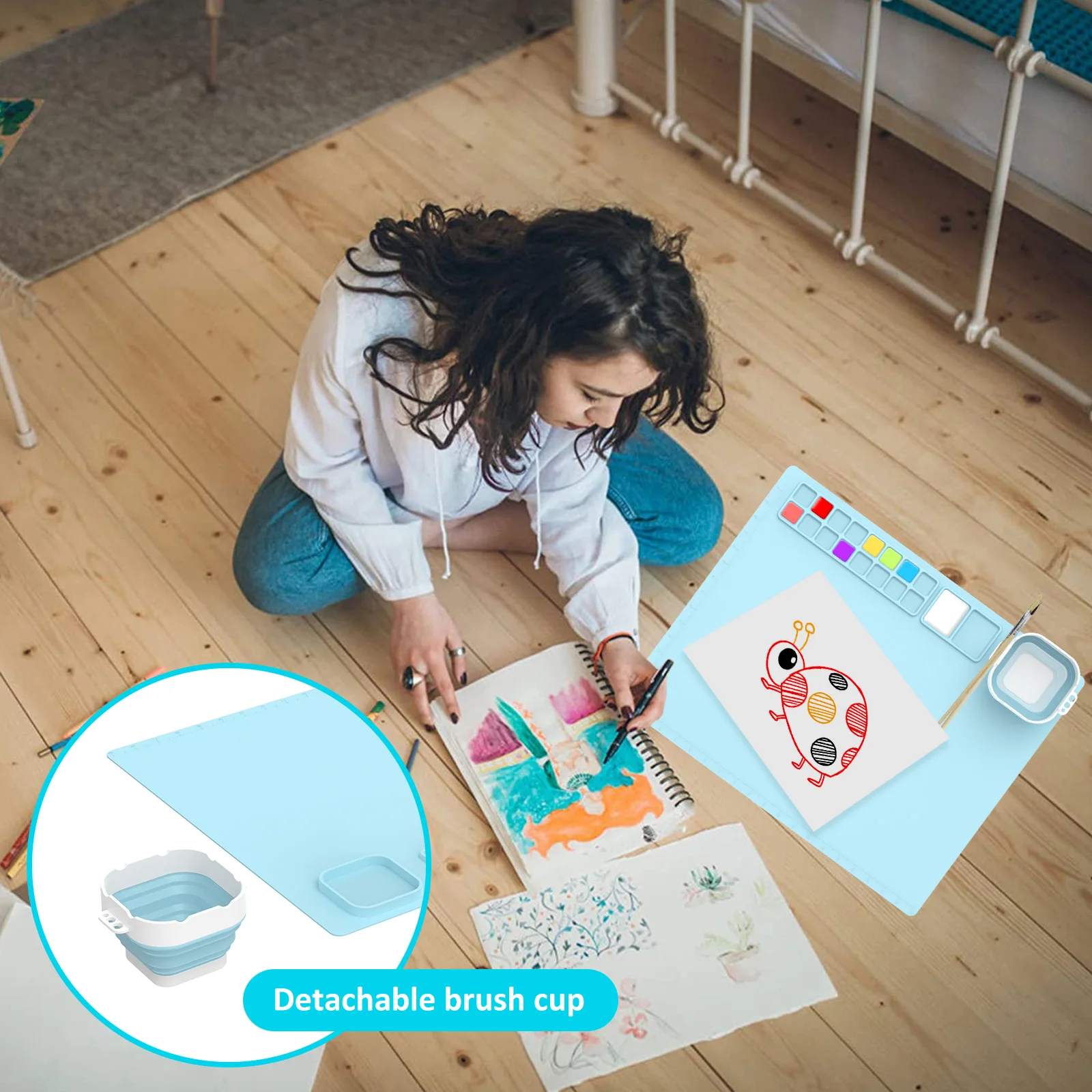 Silicone Painting Mat Non Stick Silicone Craft Mat Multipurpose Kids Graffiti Drawing Board DIY Craft Graffiti for Kids