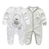Kiddiezoom 2 Pcs Unisex 0-12Months Cartoon Long Sleeve Baby Boys Girl Romper 100%Cotton Soft Newborn Jumpsuit Infant Clothes 2