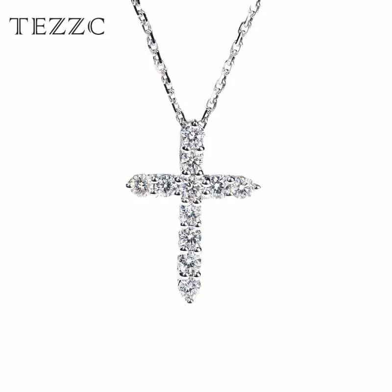 

Tezzc Fashion Cross Jesus 2.8mm Round Moissanite Necklace for Women's S925 Silver Valentine's Day Anniversary Fine Jewelry Gift