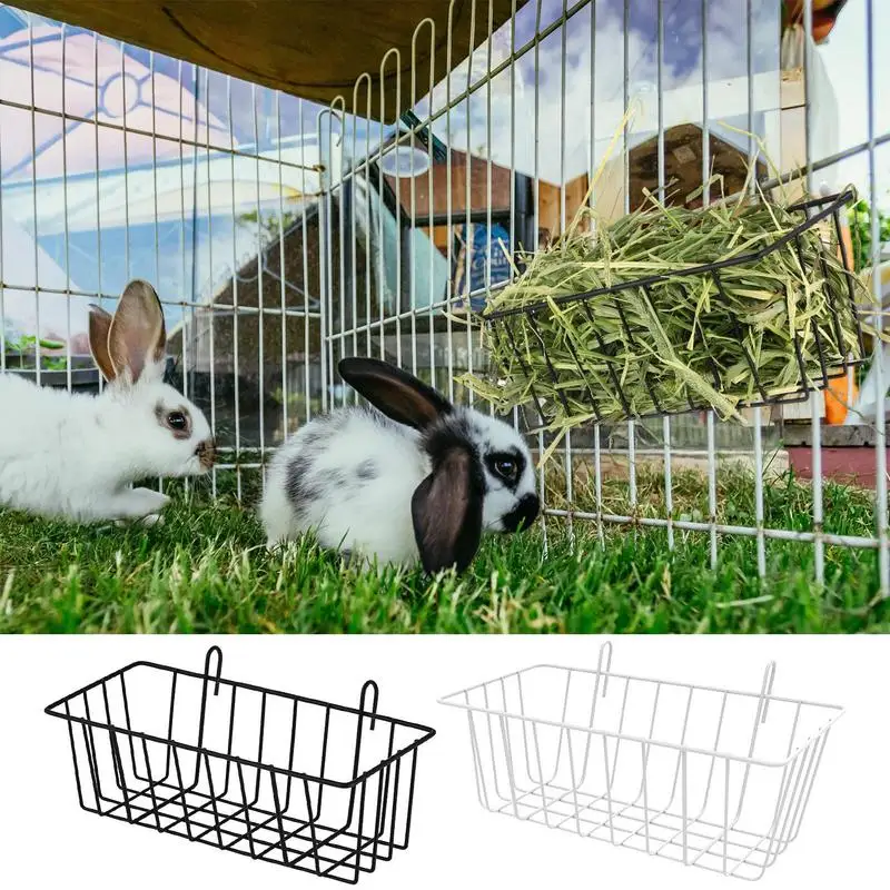 

Rabbit Hay Feeder Waste-Free Metal Hay Basket For Small Pet Grass Holder Small Animal Basket With Hook For Ferret Cage Accessory