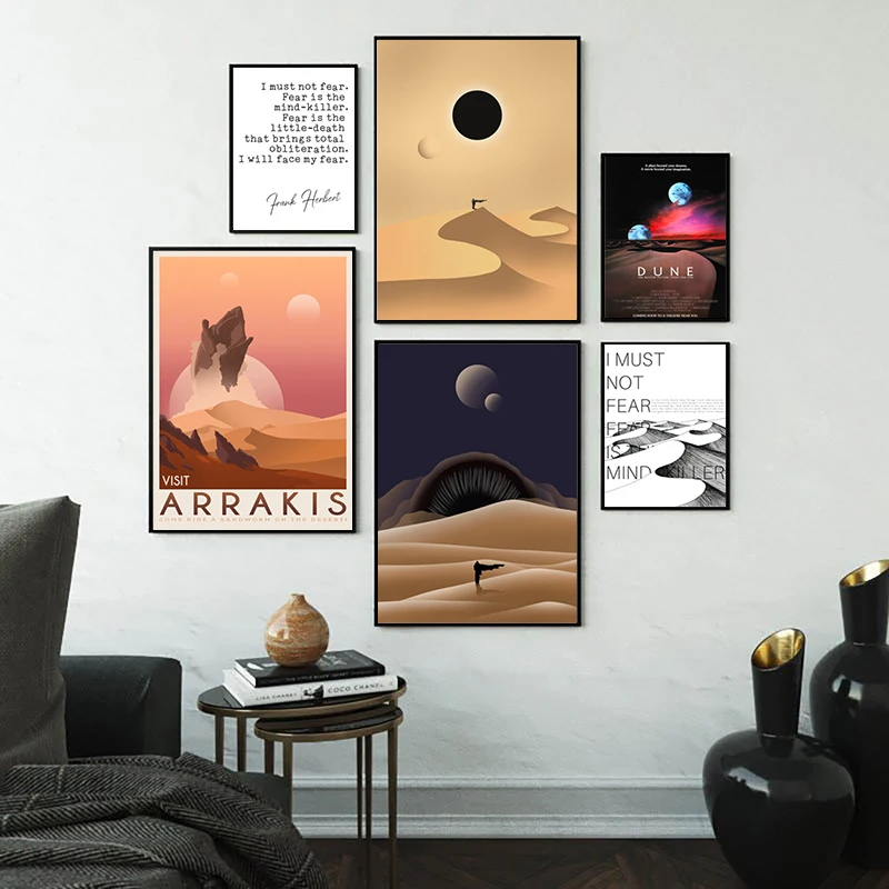 Frank Herbert Stampe D'Arte La Paura È La Mente Killer Dune Citazione Poster Libro Amanti Regali Arte Moderna Della Parete Tela Pittura Decorazioni Pe