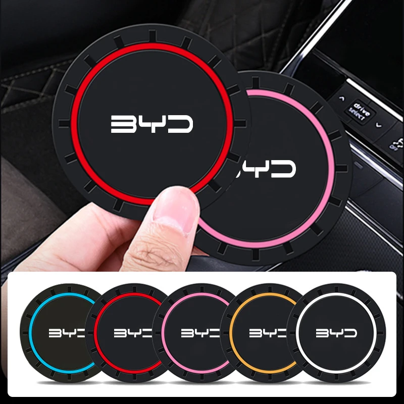 Car Coasters Water Cup Slots Non-Slip Mat Waterproof Cup Pad For BYD M6 G3 G5 T3 13 F3 S6 S7 E5 E6 Tang Song Qing Yuan Max 2PCS