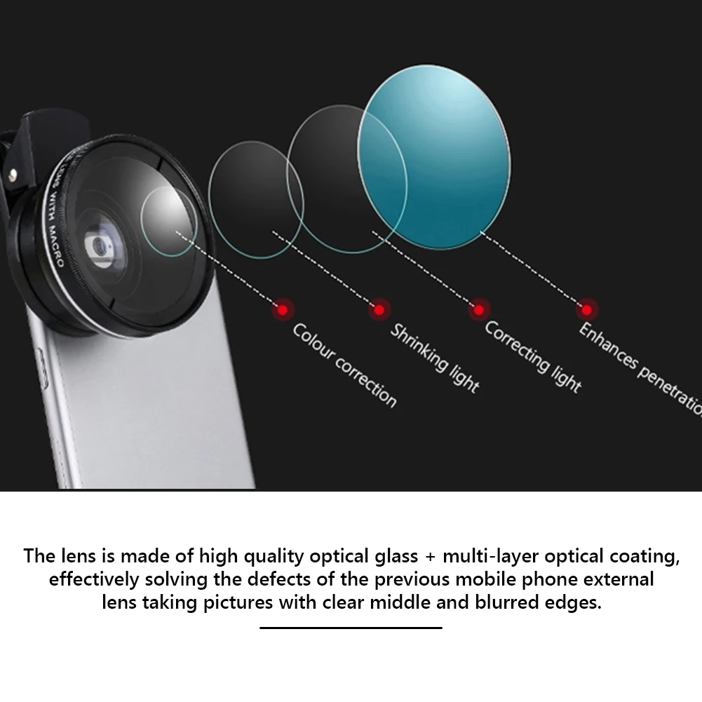 Mobile Phone Lens 0.45X Wide Angle Zoom Macro Lenses Camera Kits With Clip Lens On The Phone For Smartphone Camera Len