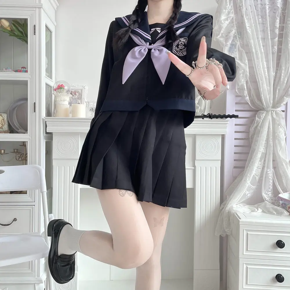 

Japanese Schoolgirl Outfit Korean Sailor Suit Jk Uniforms College Middle School Uniform for Girl Student Pleated Skirt Seifuku