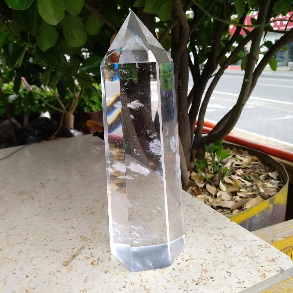 20cm Große Größe 900g Hohe-temperatur Weiß Schmelzen Kristall Obelisk Quarz Punkt Probe Ornamente Reiki Healing Kristalle 1 stücke – Detail 13