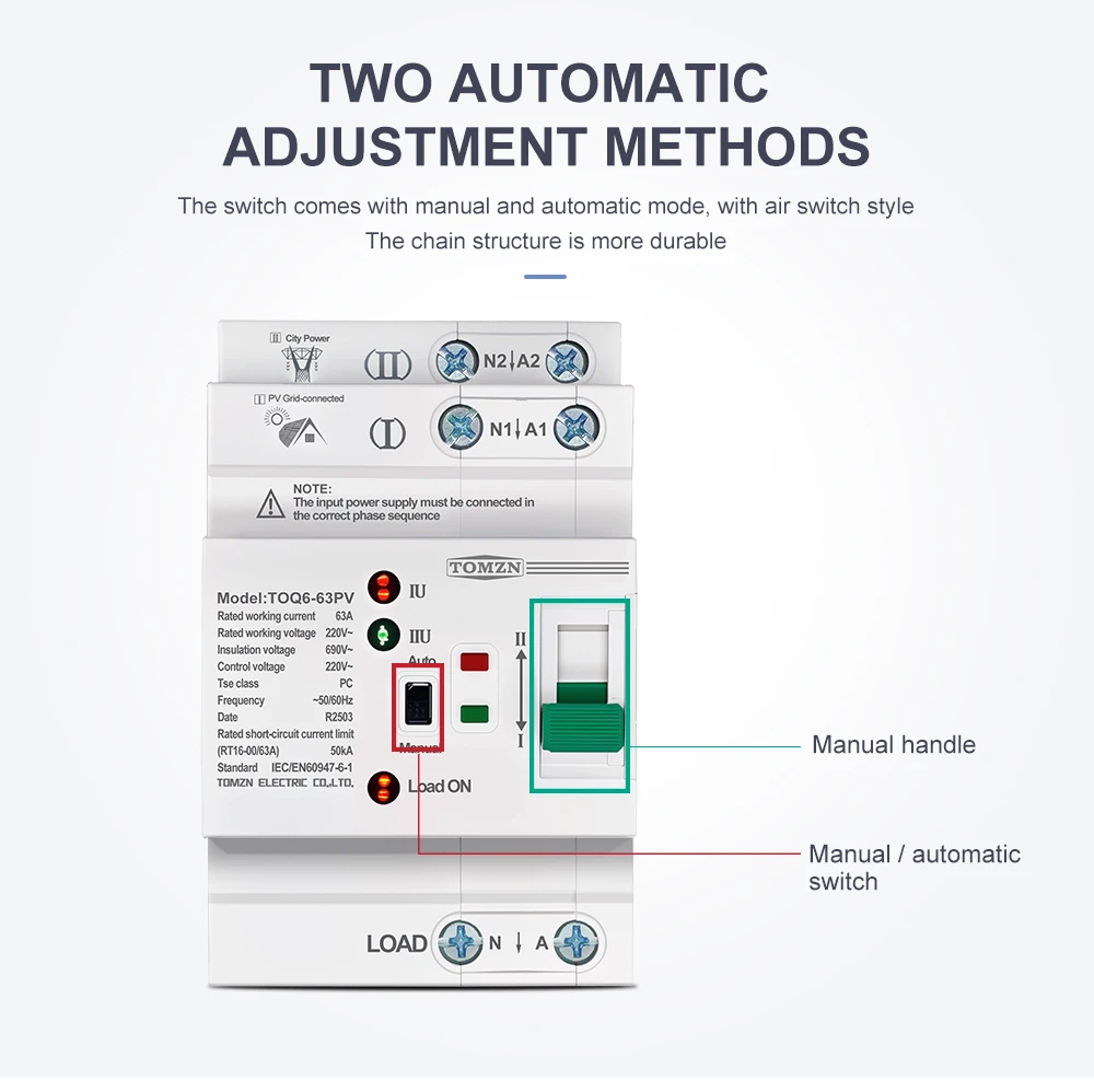Din Rail ATS L N 220V Small Dual Power Automatic Transfer Electrical Selector Sw