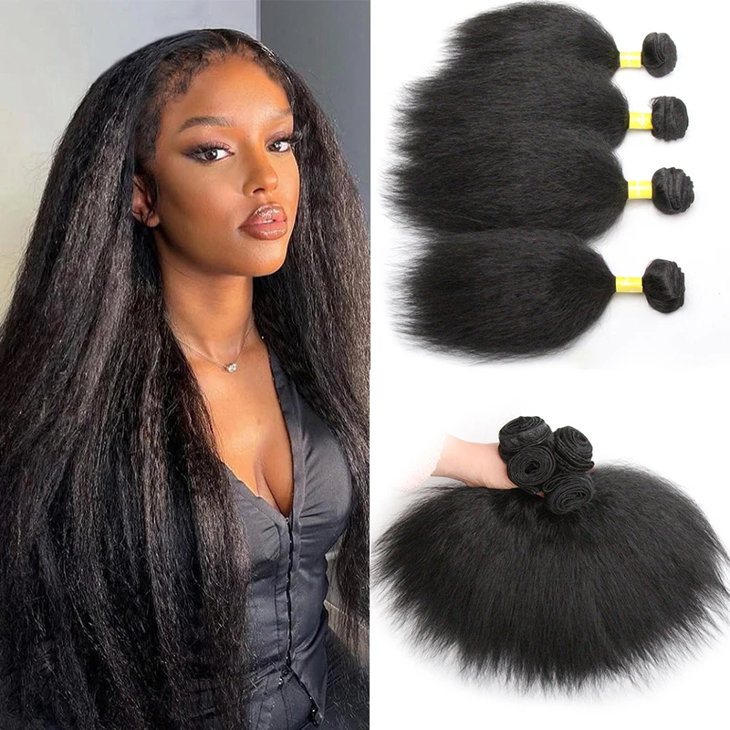 Honeys Short Synthetic Yaki Straight Crochet Hair Kinky Straight Fake Hair Extensions Ombre Braiding Hair Bundles For Women