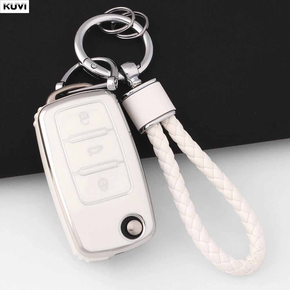 Pink TPU Car Flip Key Case Cover