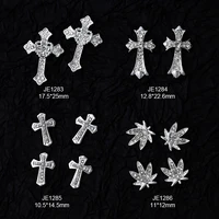 10pcs/lot Luxury Silver Cross Crucifix Nail Art Charm Parts Alloy Rhinestone Crystal Manicure Nail Accesorio Supplies Decoration 1