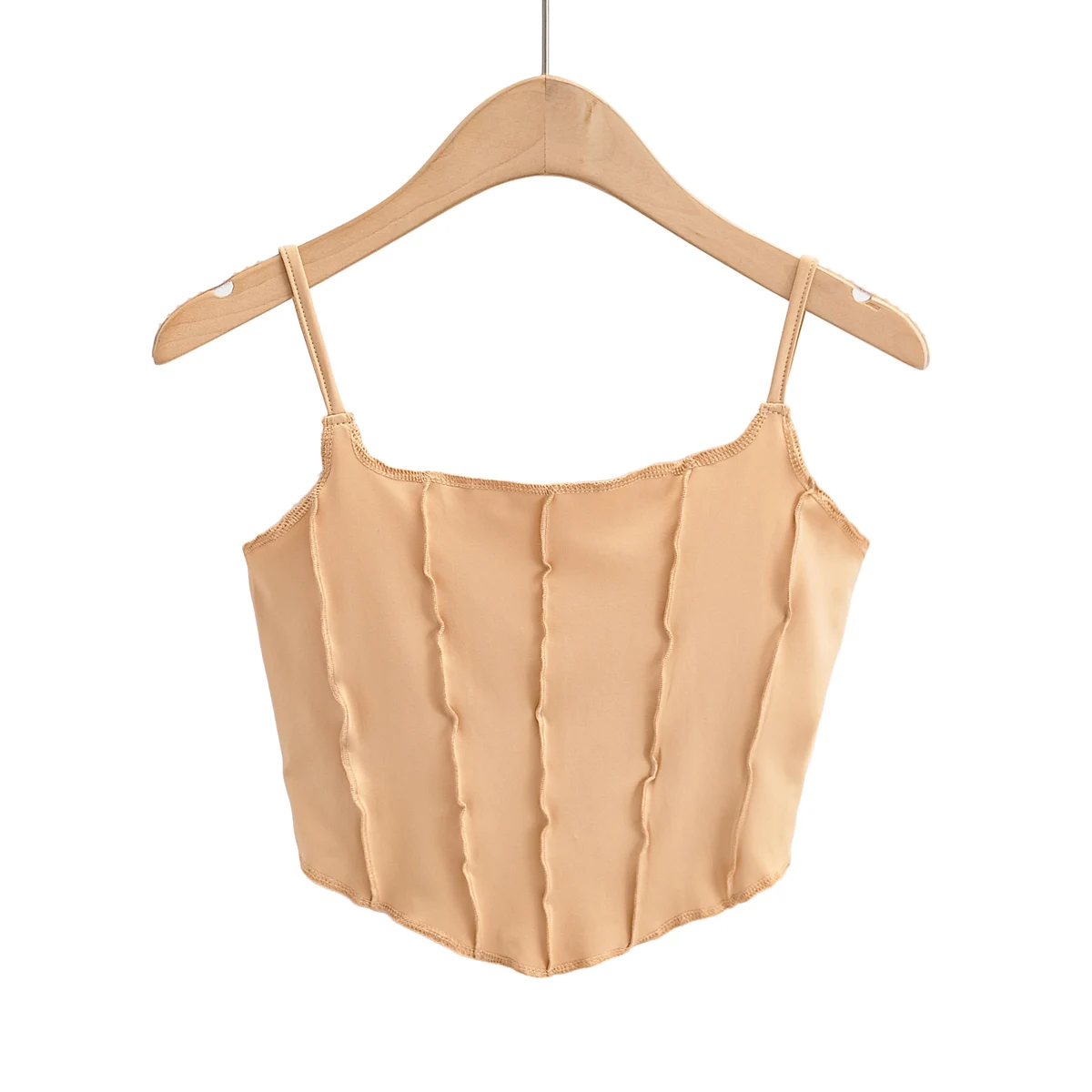 

UNUTH Girls 19 Tight-edged Khaki Small Camis 2022 Summer Fashion Ladies Casual Suspenders Female Knitted Elastic Camisole Top