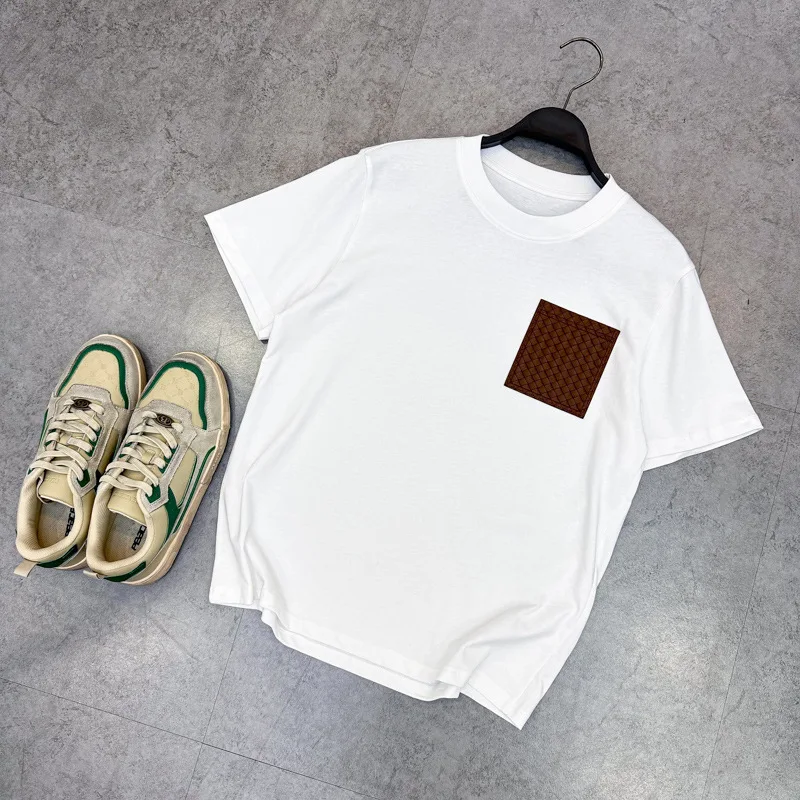 thumbnail image 1 of Camiseta de manga corta de verano para hombre, camiseta de marca de moda con parche tejido, camiseta holgada de manga corta para pareja, 1 of 5