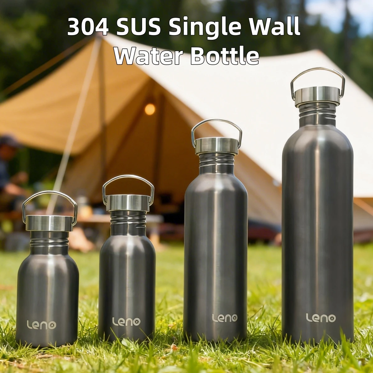 Premium Stainless Steel Sports Water Bottle - Large Mouth, Single Wall Flask with Matching Lid (350-2000ml)