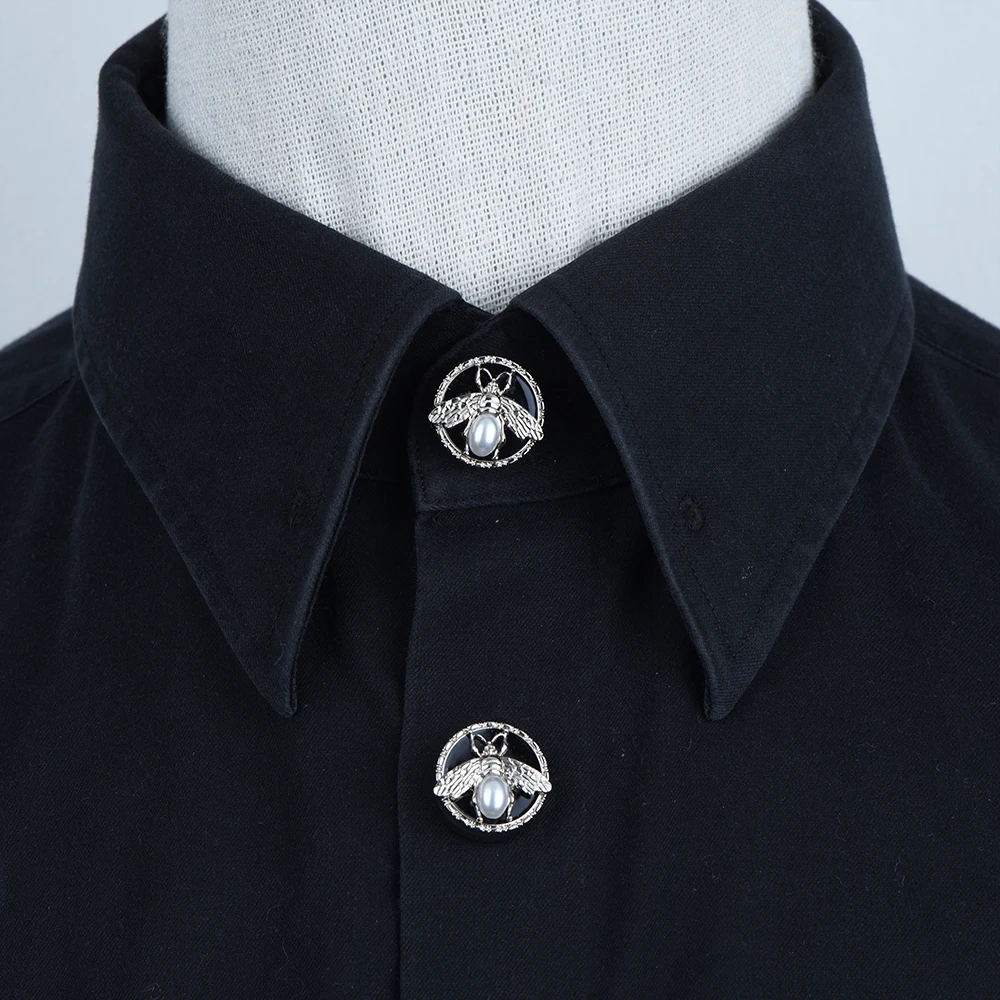 2PCS Cute Pearl Bee Button Covers Set Round Cufflinks Button Apparel Decorative For Shirts Tuxedos & Dresses