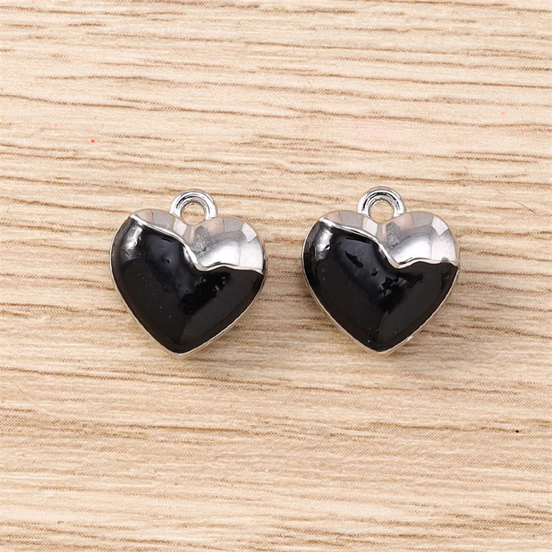 5 Stück 12 x 12 mm niedliche Emaille-Liebes-Herz-Charms-Anhänger für Schmuckherstellung, Halsketten, Ohrringe, Armbänder, DIY, Basteln, Zubehör, Geschenke – Detail 9
