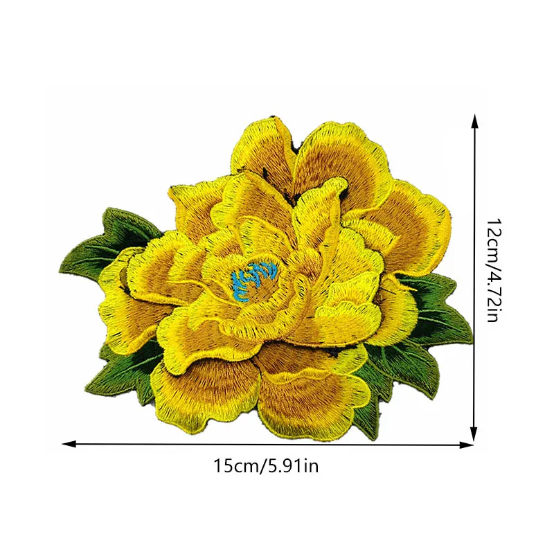 Toppe ricamate con fiori di loto da 24CM per abbigliamento fai da te cucire su Parches floreali Appliques ricamate per il vesto  15