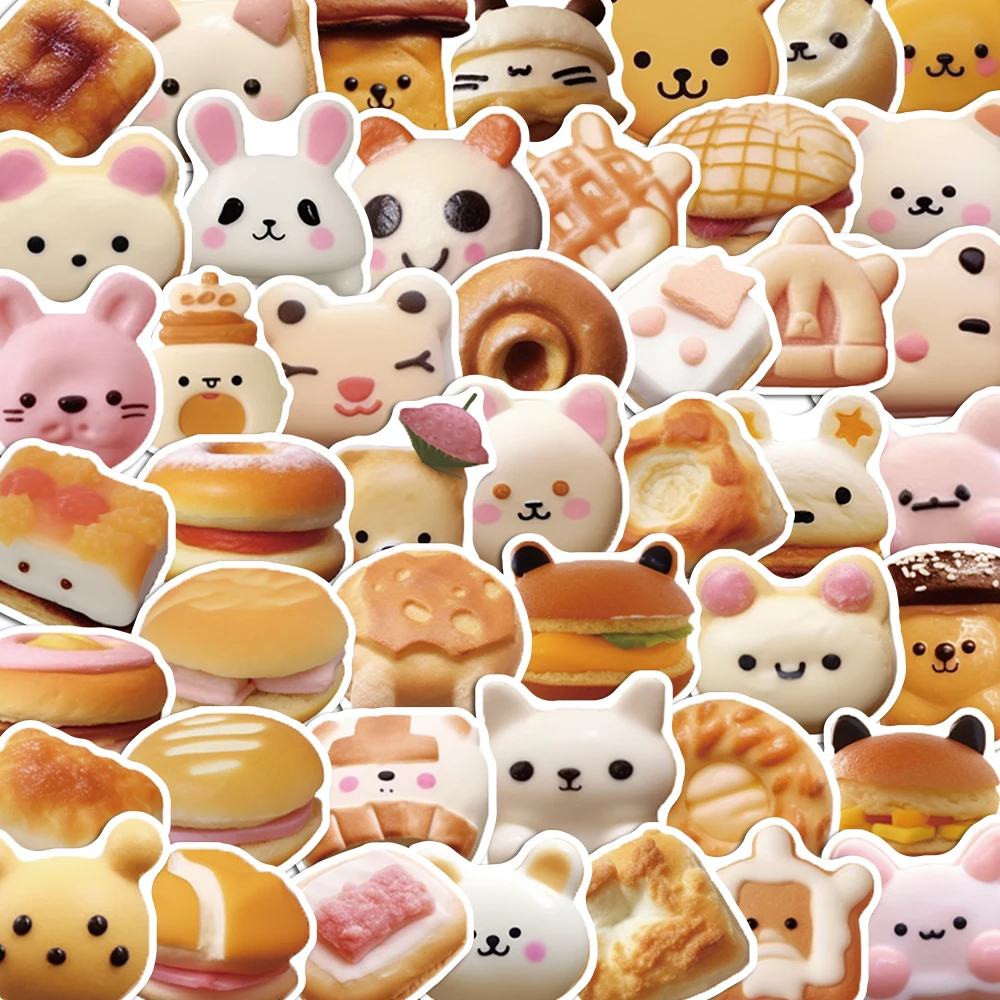 10/50PCS Cookie Cute 3D Stickers Kids Pack DIY Skateboard Motorcycle Suitcase Stationery Decals Decor Phone Laptop Toys 40pcs fun fortune cookie stickers food decals for journal laptop water bottle scrapbook diy card making creative gifts