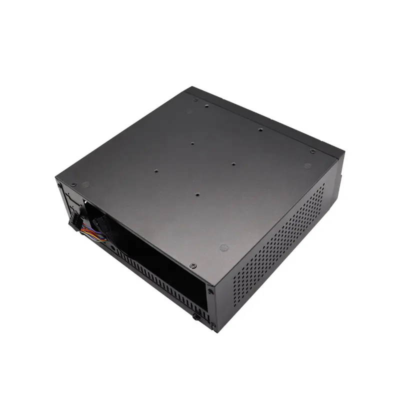 HTPC Case MINI-ITX Case SECC Fanless Mini ITX HTPC Chassis 3.5" Hard Drive Bay Vertical Stand Foot