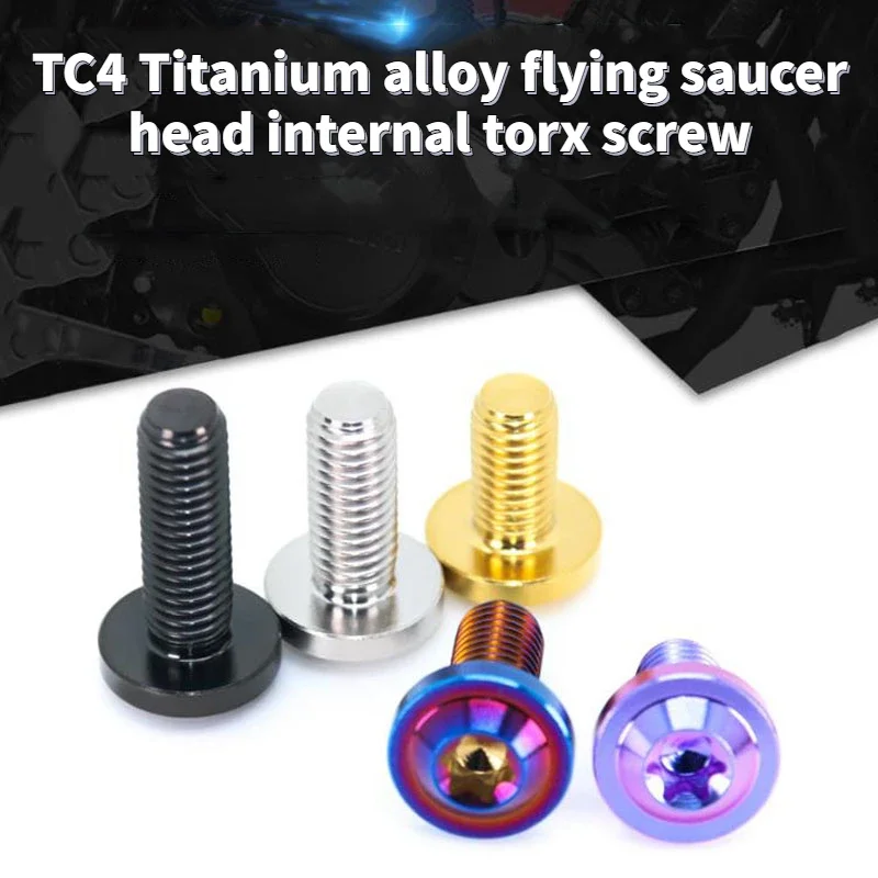 Liga de Titânio Flying Saucer Cabeça Parafuso Pvd Interno Ameixa Flor Motocicleta Modificação Parafuso Parafuso Anti-roubo m5 m6 m8 M10 Tc4
