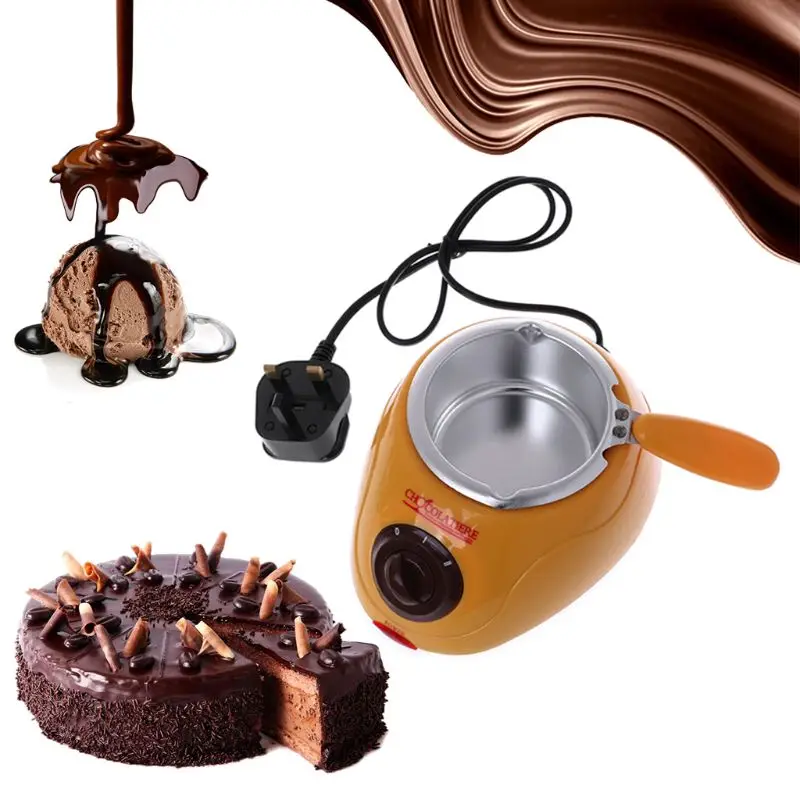 220V Electric Candy Chocolate Melting Pot EU Plug Chocolate Fountain DIY Kitchen Tool with Heart-shape Mold for Soap Making
