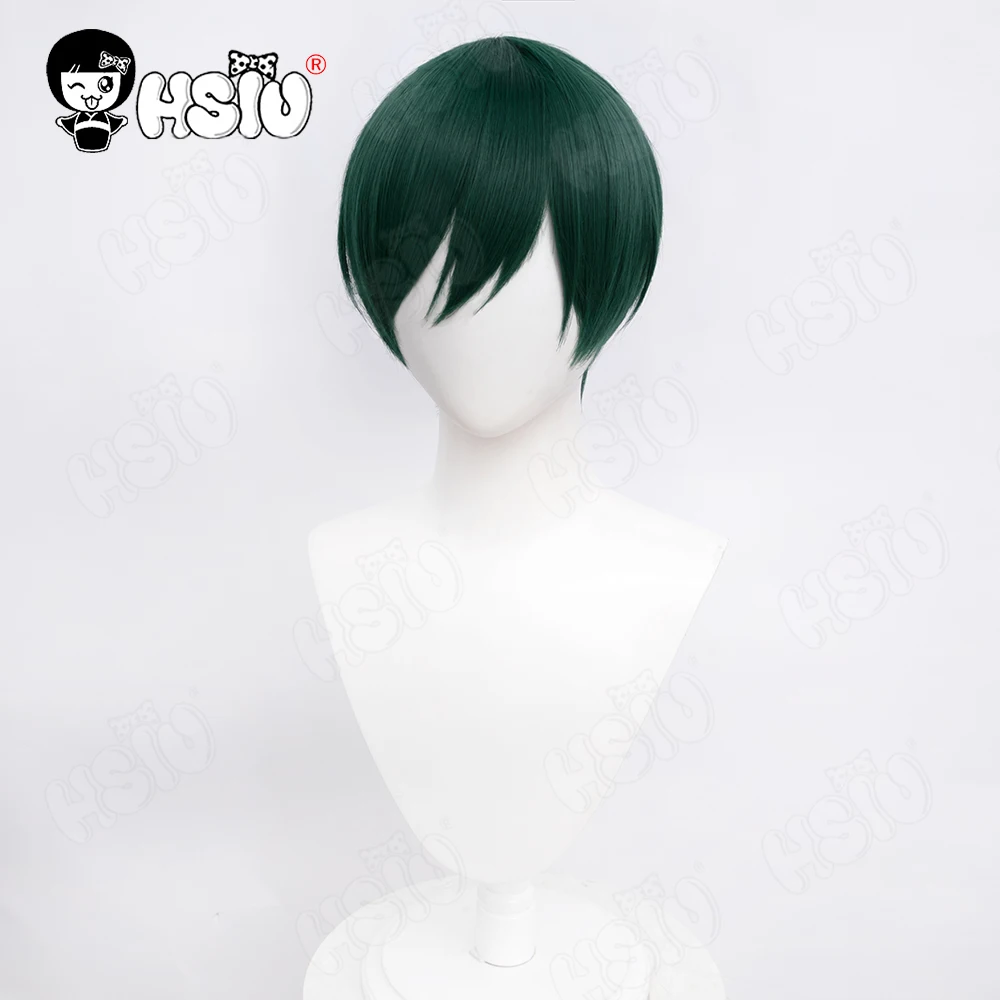 

Rin Itoshi Cosplay Wig Fiber synthetic wig Anime BLUE LOCK Cosplay「HSIU 」dark dark green short hair+Wig cap