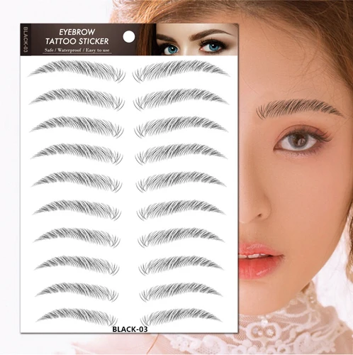 4D 헤어 같은 눈썹 스티커, 메이크업 방수 눈썹 문신 스티커, 오래 지속되는 자연스러운 가짜 눈썹 스티커 화장품 6