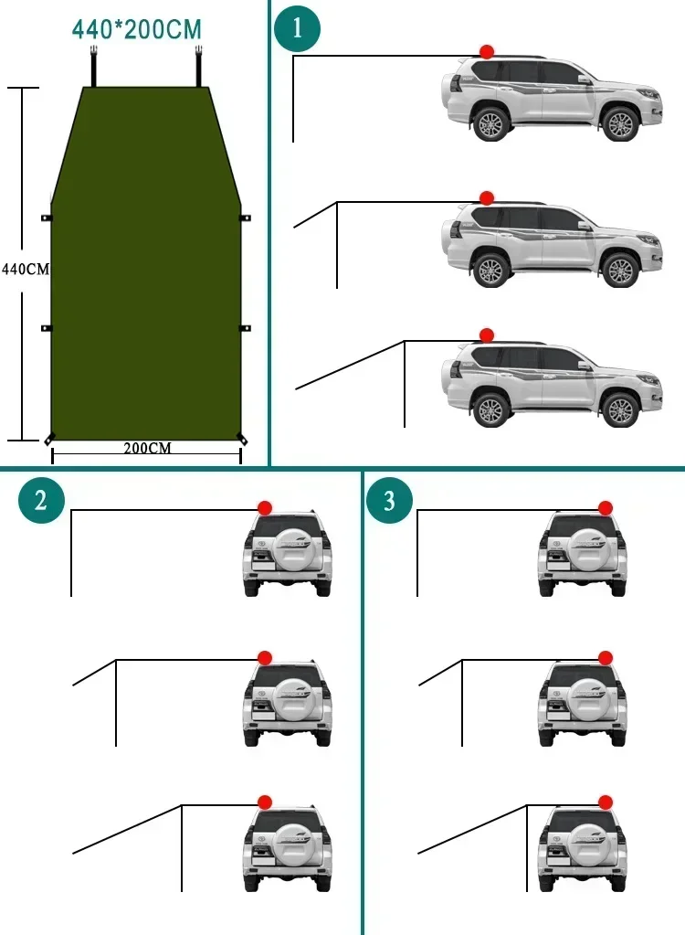 Car Side Awning Portable Car Shelter Shade Camping Side Car Roof Top Tent Anti-UV Sunshade Waterproof Awning Parasol Rain Canopy for Suv Jeep camping tent,camping canopy,car side awning