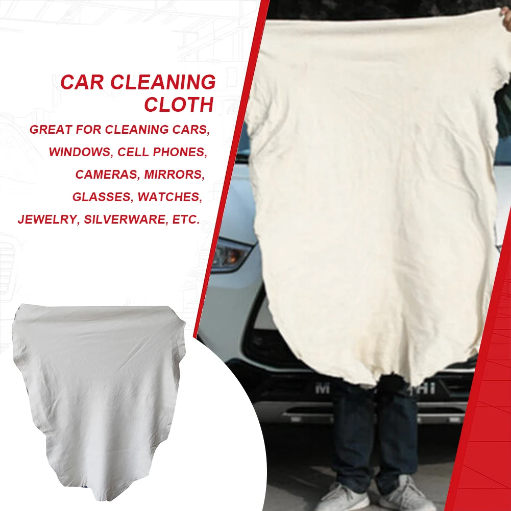 Car Cleaning Cloth Chamois Leather Absorbent Drying Towel Natural Car Wash Cloths Elastic for Car Washing Maintenance