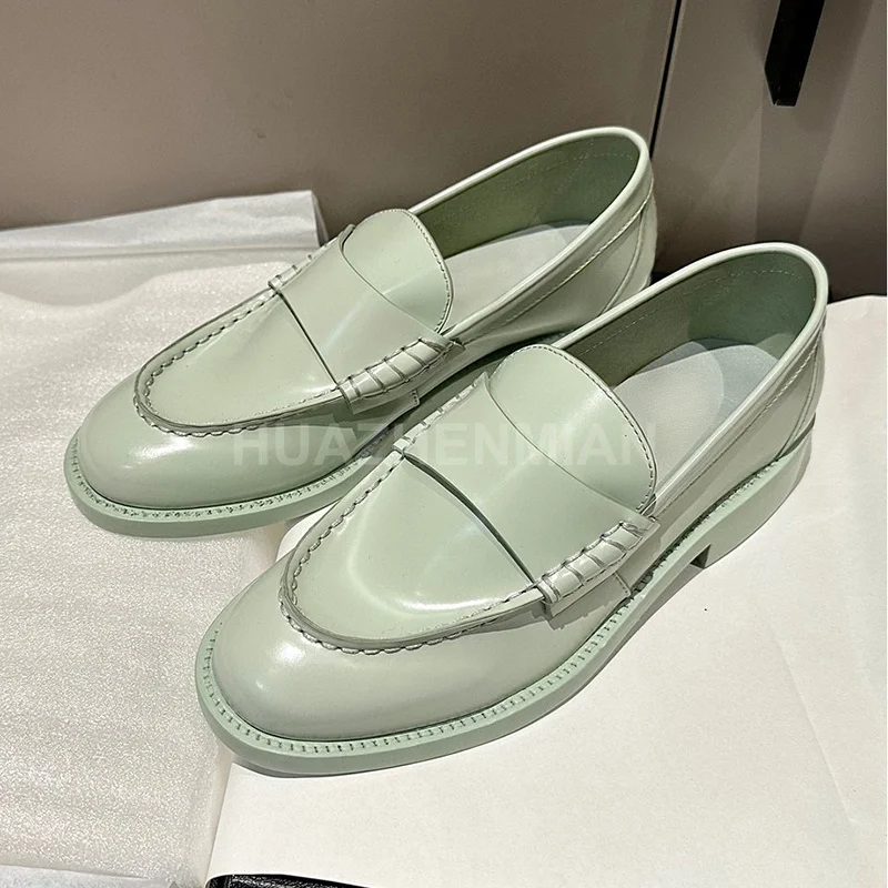 

Little Fresh Female Flat Shoes Patchwork Upper Sewing Design Thick Bottom Lady Shoes Spring Autumn New Style Loafers