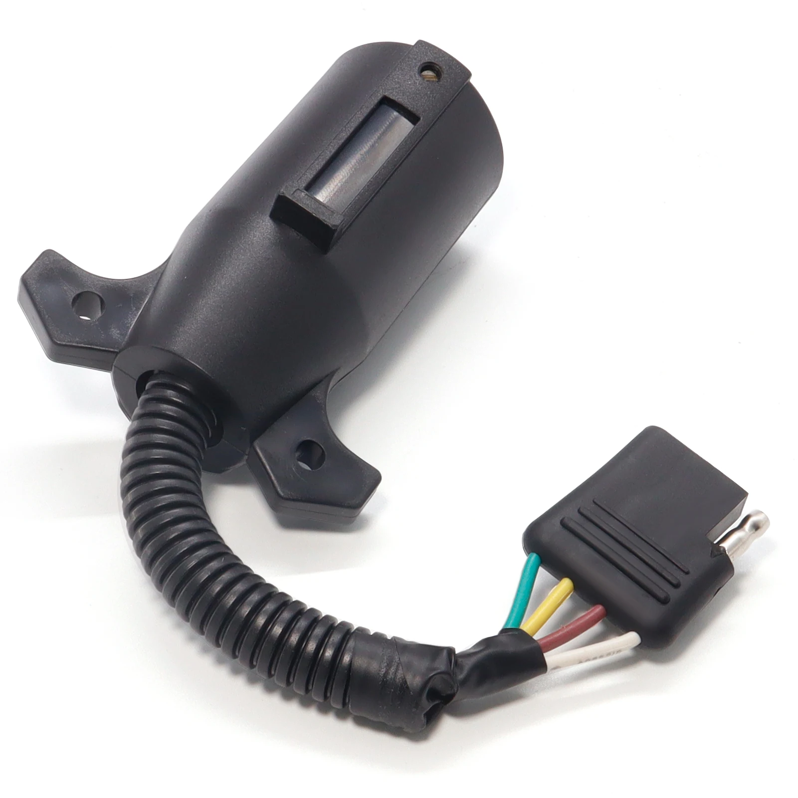 Car Trailer RV Boat Adapter 7 Pin 7 Way to 4 Way Plug 12V Flat Blade Plug Towing Towbar Tow Hitch Wire Connector Dust cover