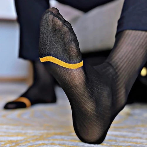 CLEVER-MENMODE 섹시한 얇은 양말 남성 메쉬 얇은 스타킹 통기성 메쉬 통기성 메쉬 남성 양말 5