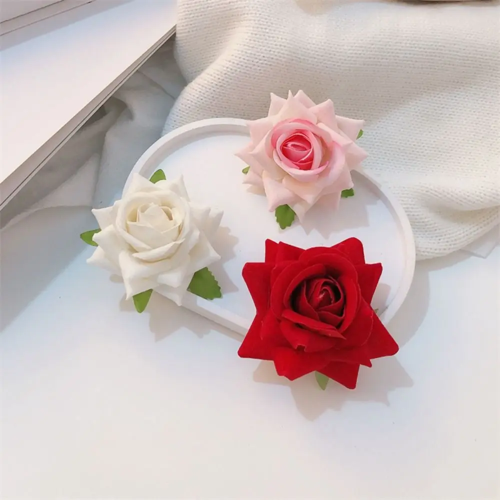 

Korean Style Rose Flower Hair Clip Cute Cloth Bohemian Style Red Rose Brooch Duckbill Clip Corsage Rose Hairpin Holiday