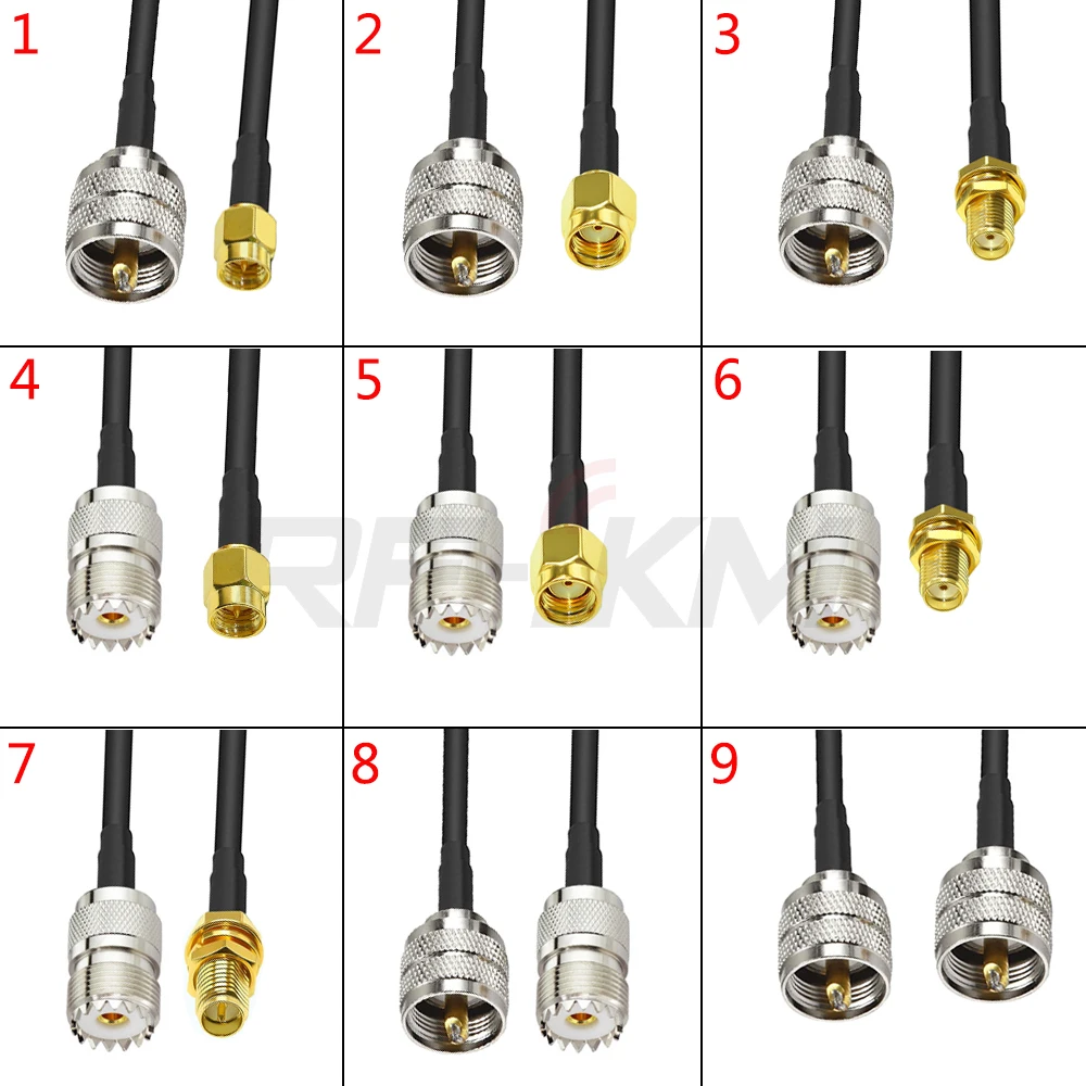 Uhf So239 para Sma Macho Fêmea para Pl259 Conector Friso para Rg58 Coaxial Extensão Antena Pigtail Jumper Latão rf Cabo de Baixa Perda