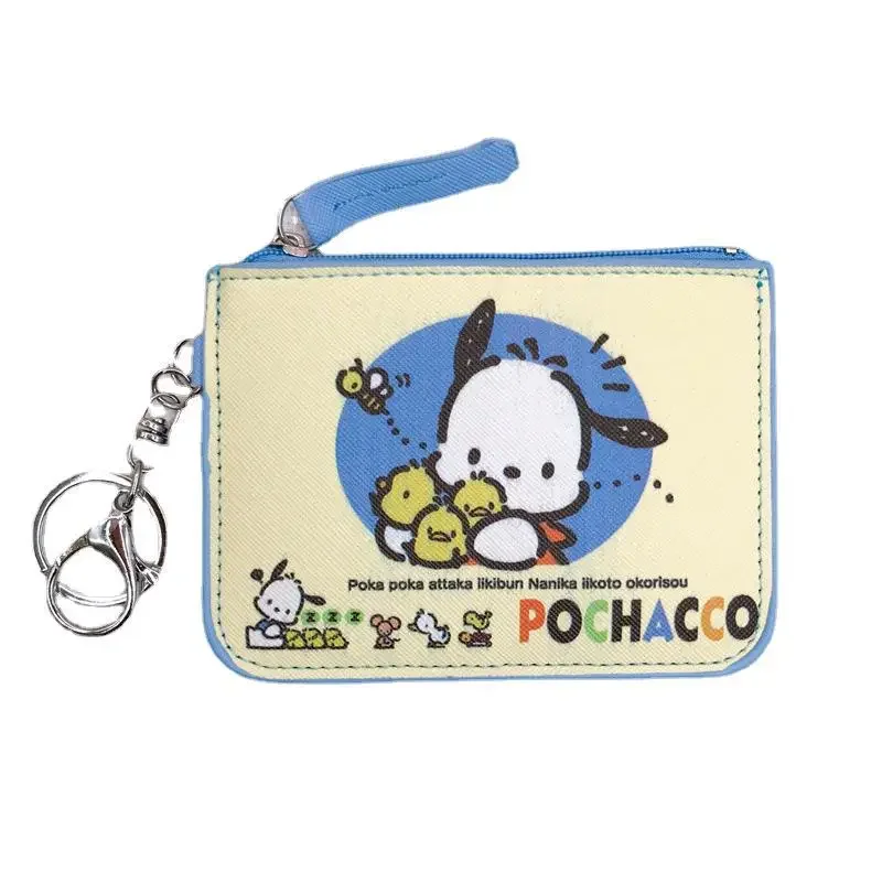 Sanrio karta držák ahoj kočička melodie kulomi kreslený valuta měšec s klíčenka anime roztomilá náprsní taška doklady úložný brašna dárky