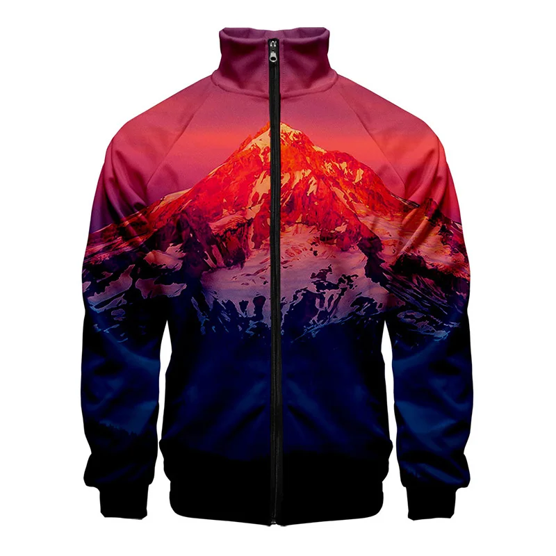 

3D Snow Mountain Scenery Printed Jacket Funny Landscape Graphic Jackets For Men Children Fashion Streetwear Clothing Clothes Top