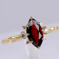 LAMOON Vintage Natural Garnet Rings For Women Natural Gemstone Luxury Wedding Engagement Ring 925 Sterling Silver Gold Plated 5