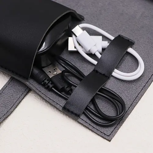 1pc PU Leather Multi-Compartment Organizer-Portable Tech School Accessories Case for Cables Chargers Pens-Durable Travel Storage - Image 2