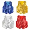 Children Shining Sequins Clothes Boys Students Christmas Stage Performance Costumes Kids Hip-hop Jazz Stage Dance Vest Waistcoat 1